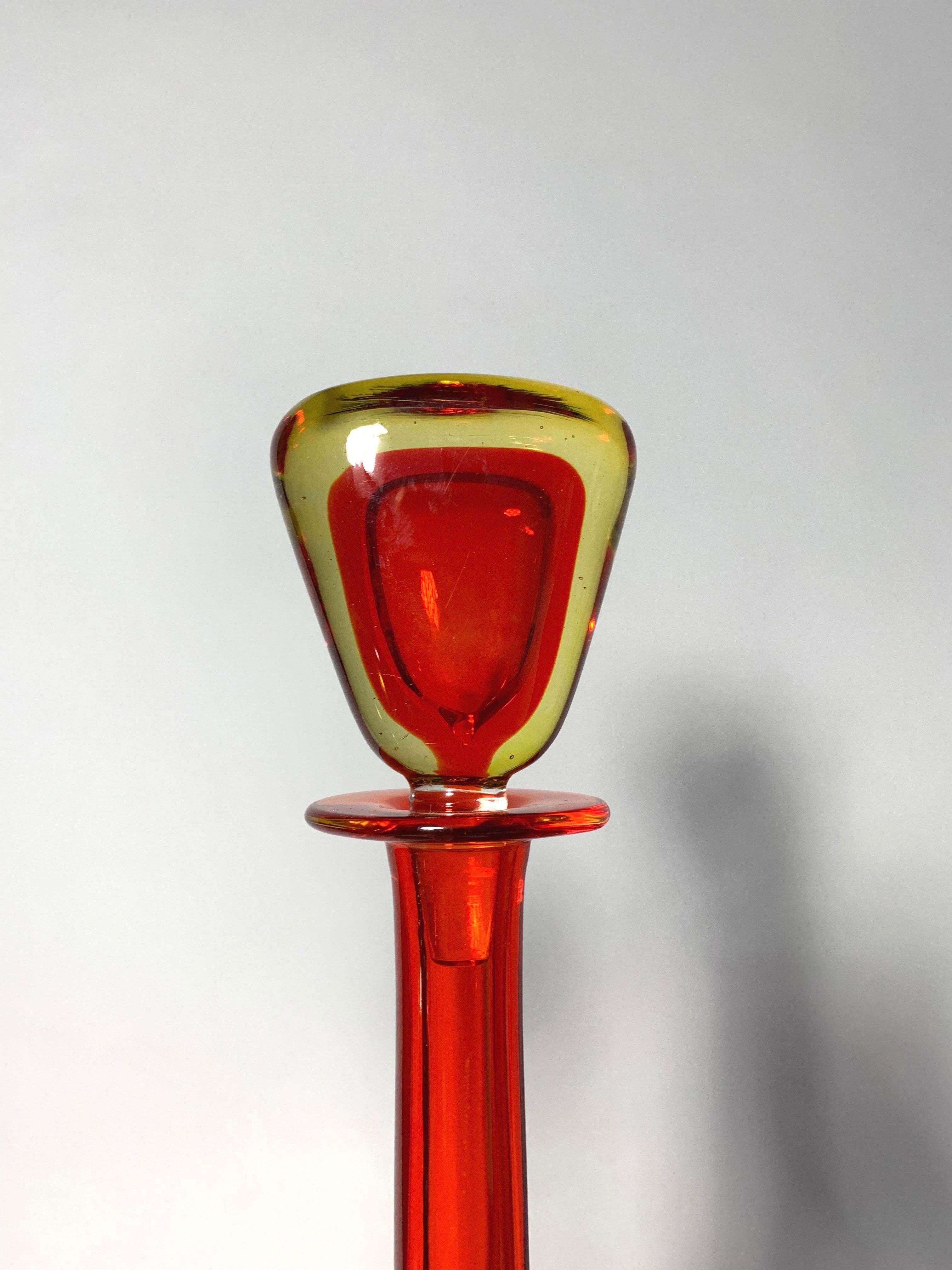 Pair of Flavio Poli Murano Glass Bottles Seguso Vetri d'Arte, Italy, 1960s  5