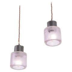 Pair of Flavio Poli Pendant Lamps for Scavo Corroso Italy, 1950s