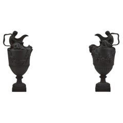 Pareja de Ewers Flaxman en basalto negro. Wedgwood C1830.