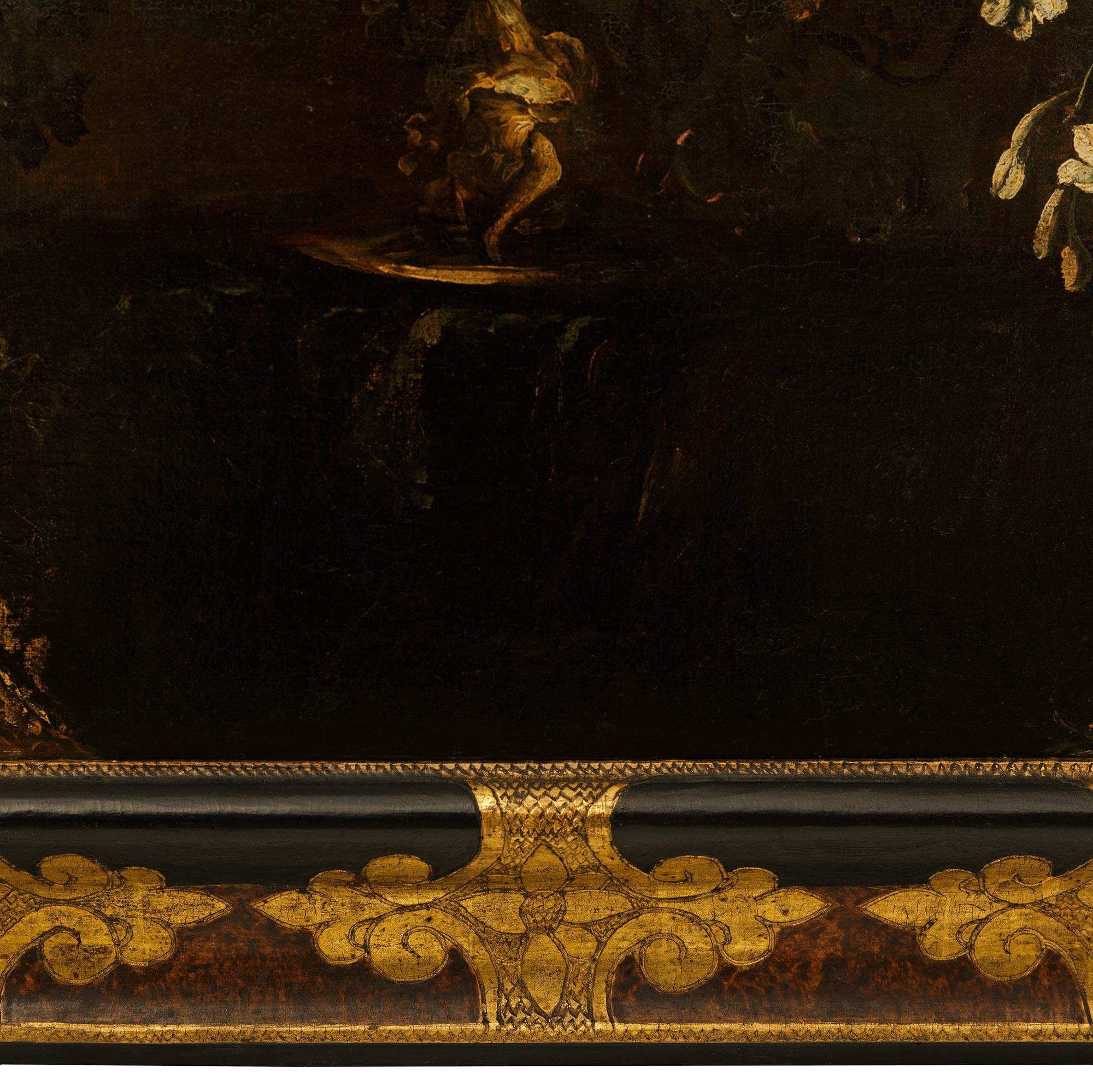 Paire de peintures flamandes du 17e siècle à l'huile sur toile et bois doré en vente 4