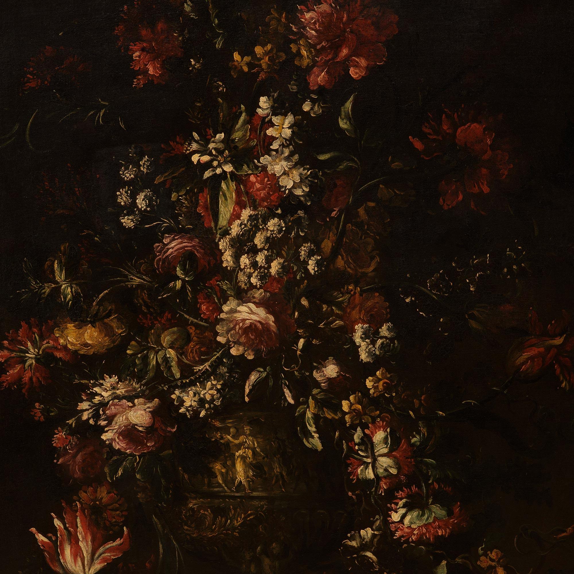 Toile Paire de peintures flamandes du 17e siècle à l'huile sur toile et bois doré en vente