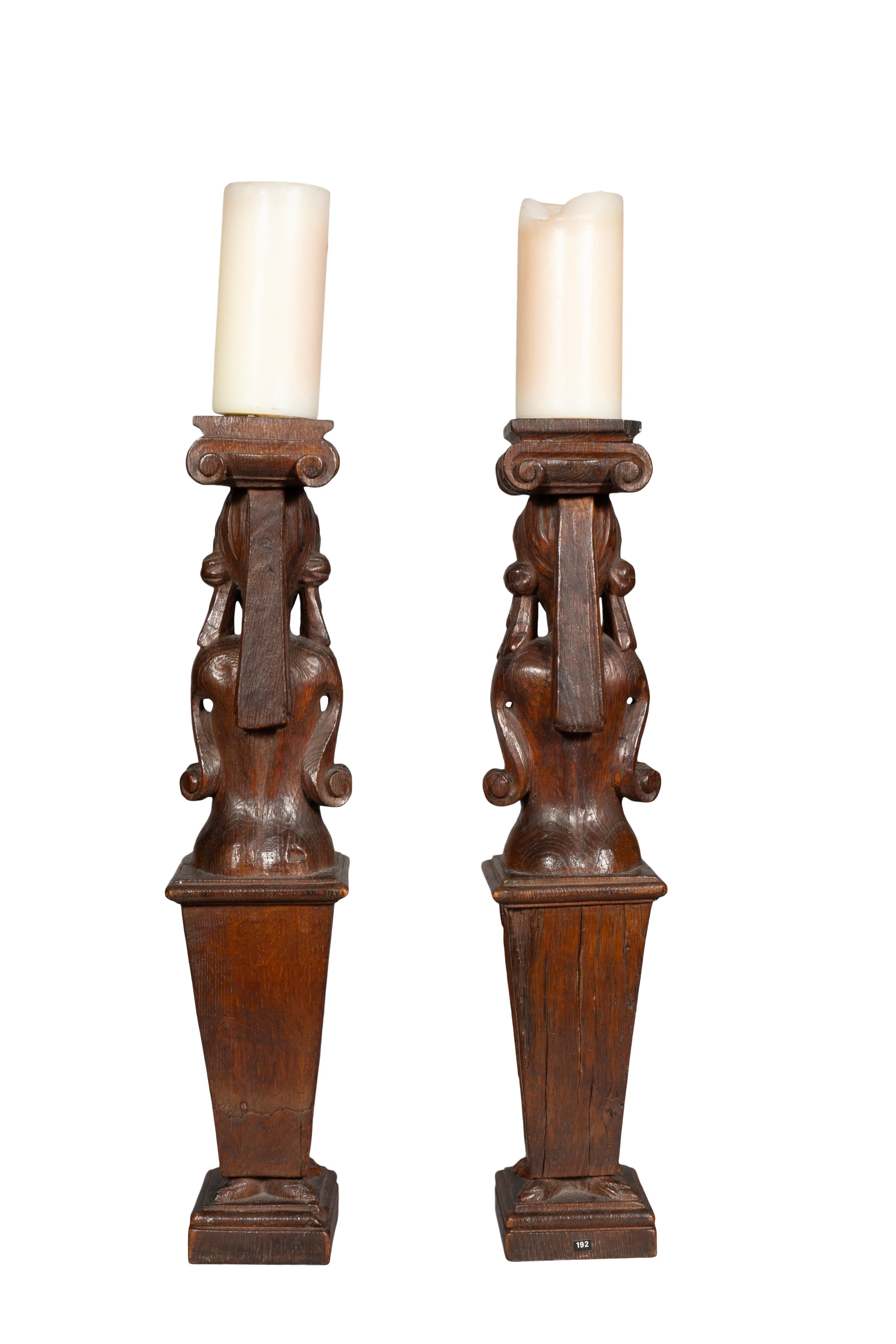 Late 17th Century Pair Of Flemish Baroque Carved Oak And Ebony Figural Caryatids For Sale