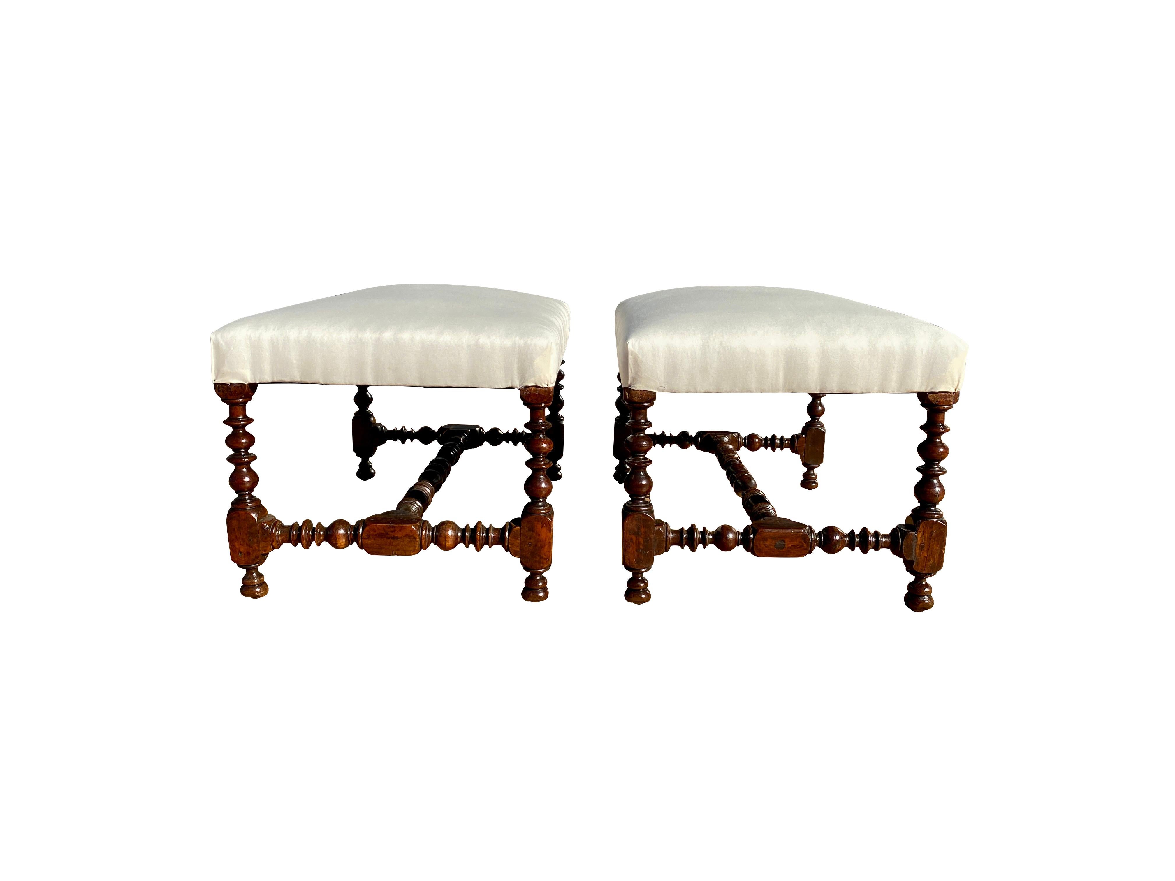 French Pair of Flemish Baroque Walnut Benches