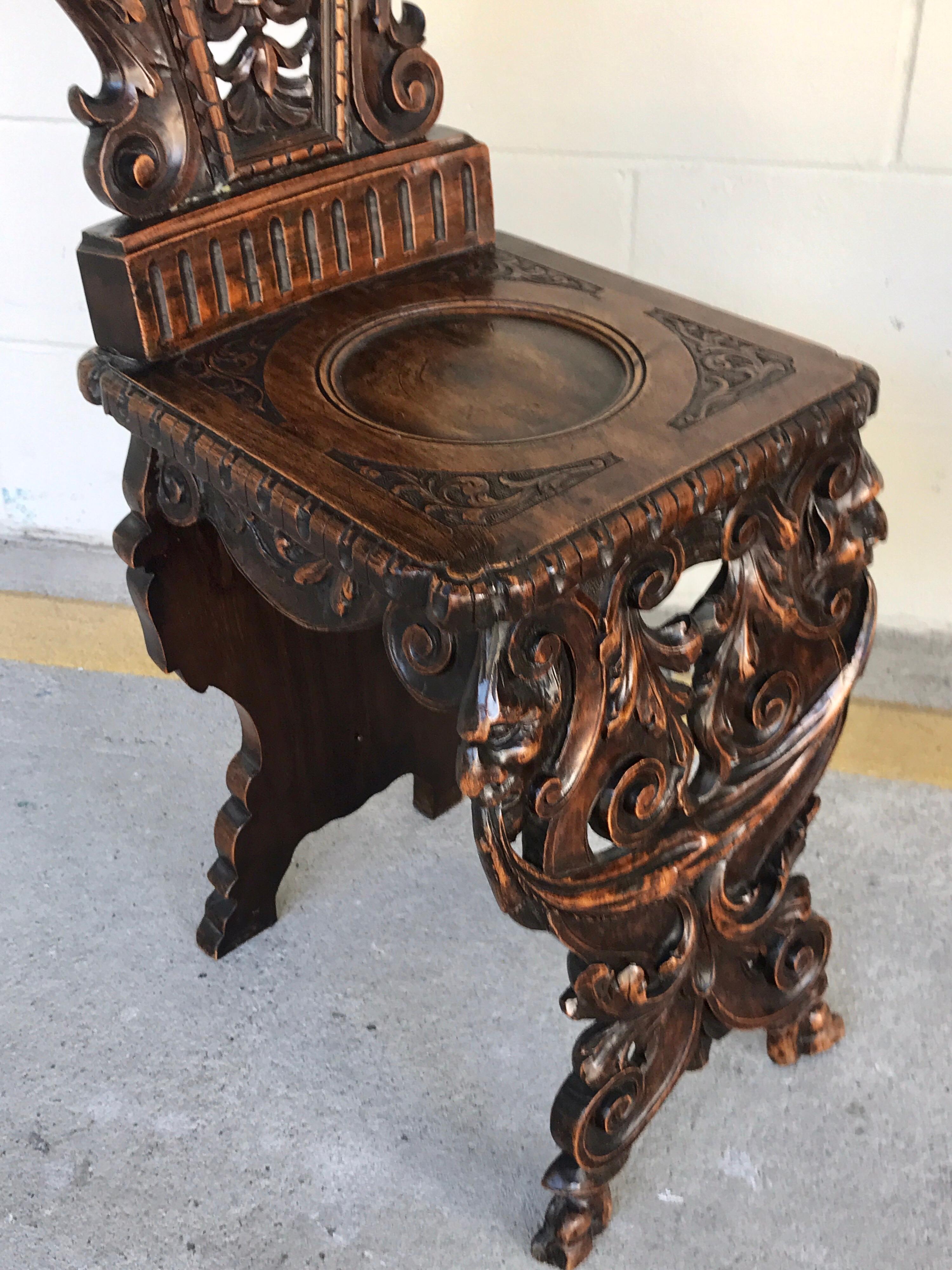 Pair of Flemish Carved Walnut Fireside Chairs 1