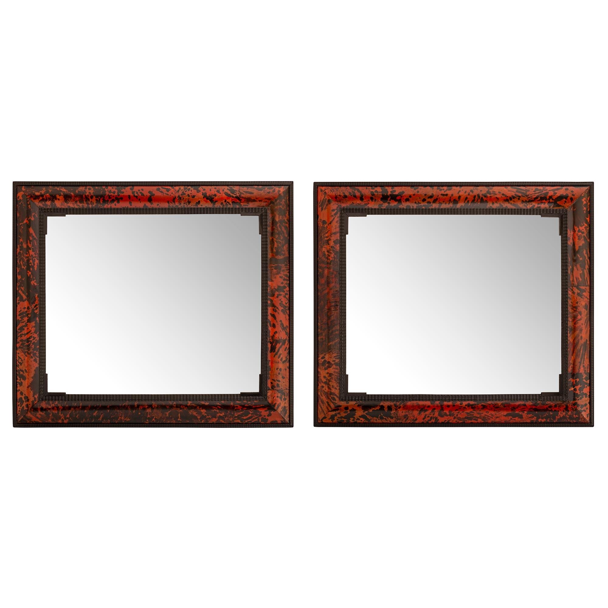 Tortoise Shell Pair of Flemish Early 19th Century Baroque St. Tortoiseshell Mirrors For Sale