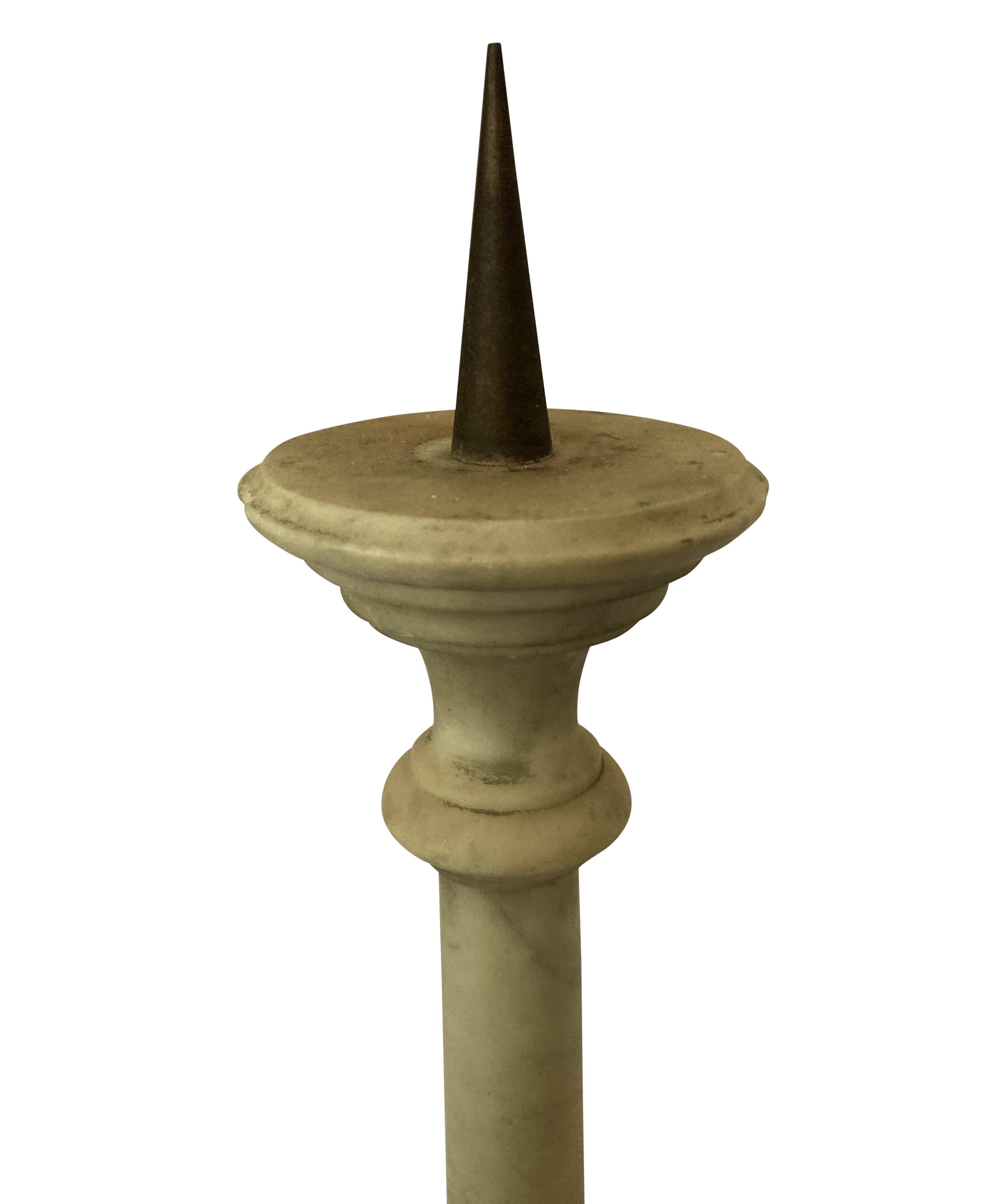 Pair of Flemish Marble & Bronze Pricket Sticks In Good Condition For Sale In London, GB