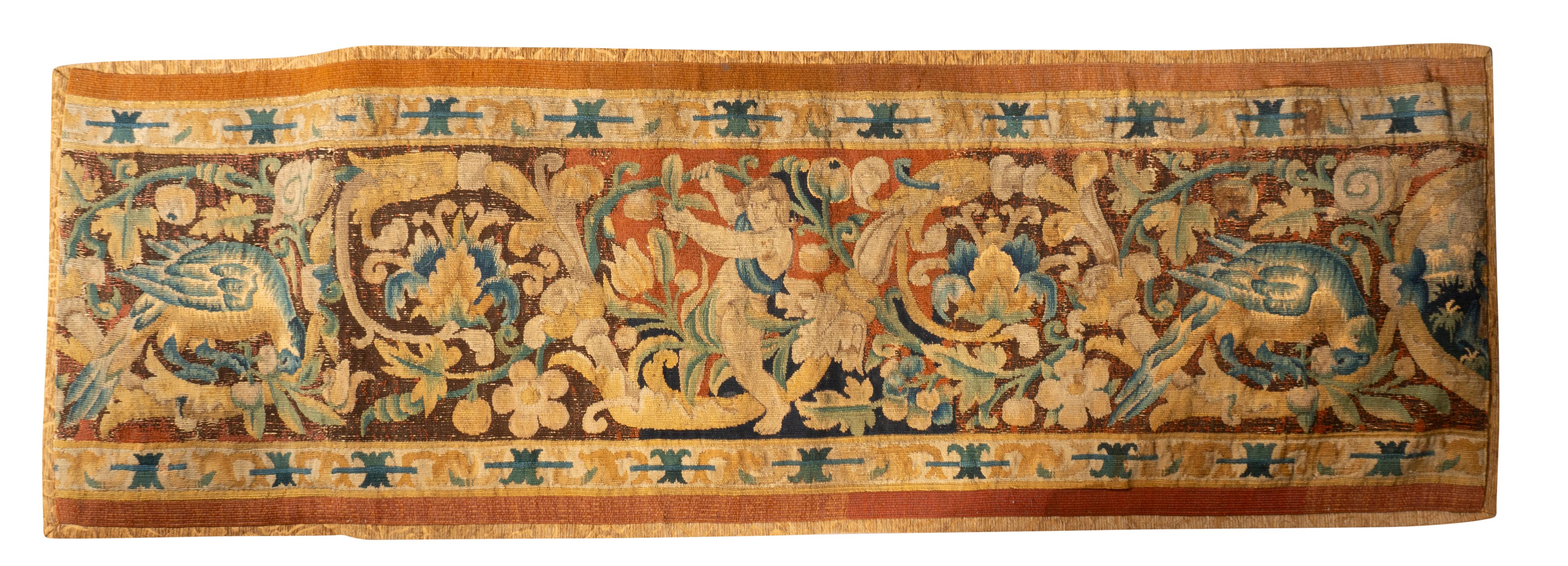 Baroque Pair Of Flemish Tapestry Border Panels For Sale
