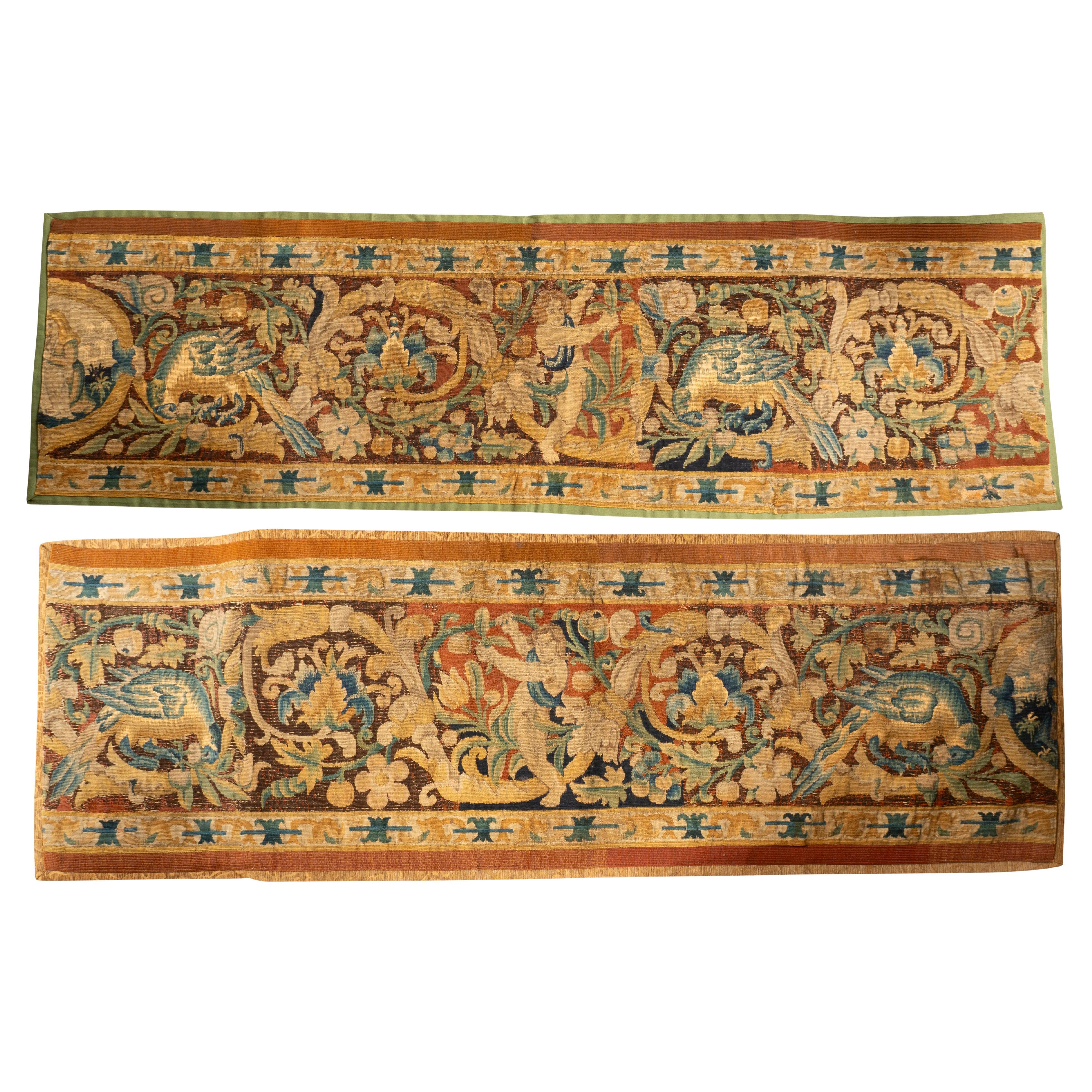 Pair Of Flemish Tapestry Border Panels