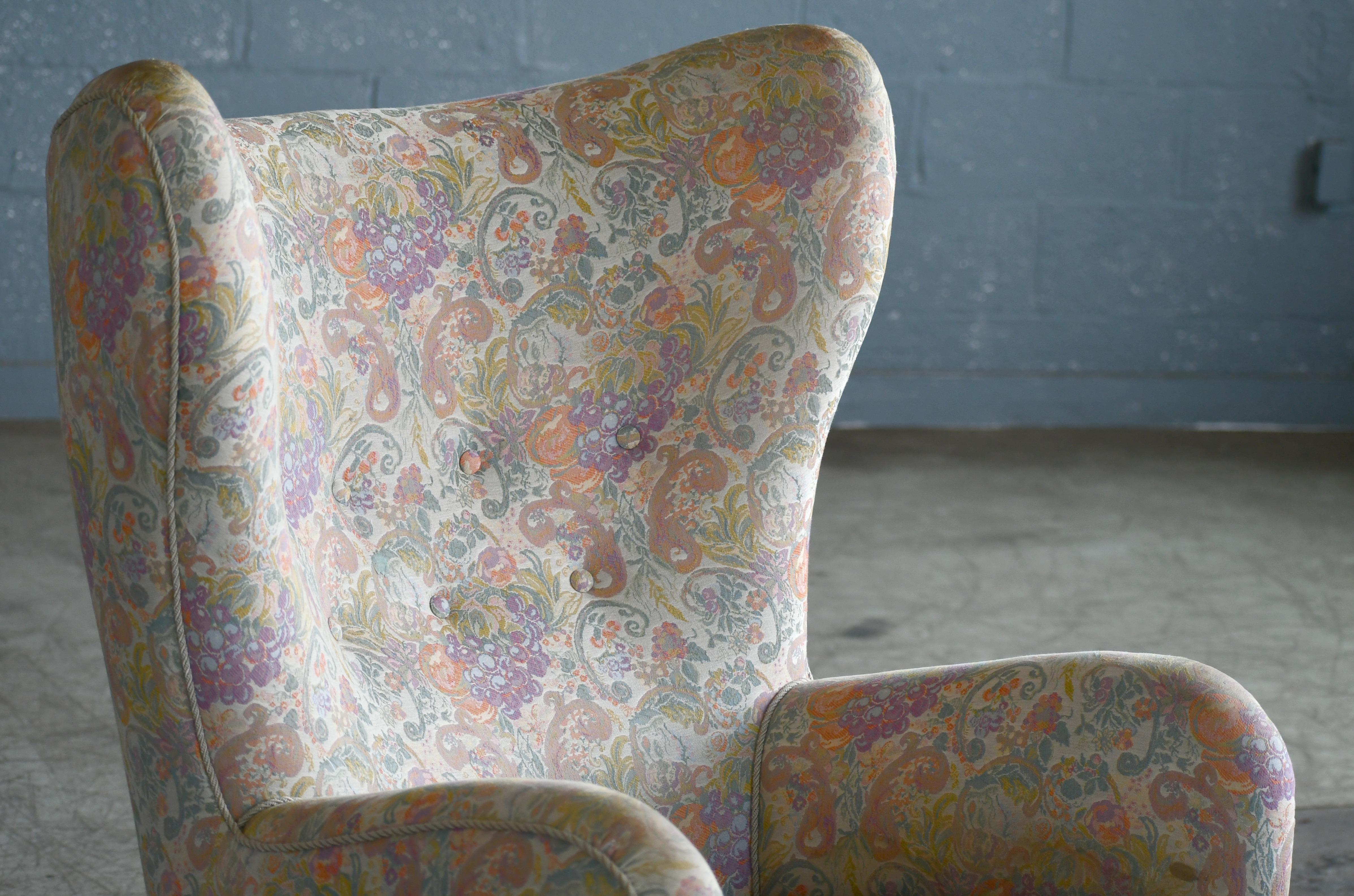 Danish Pair of Flemming Lassen Attributed High Back Lounge Chairs, Denmark, 1940s