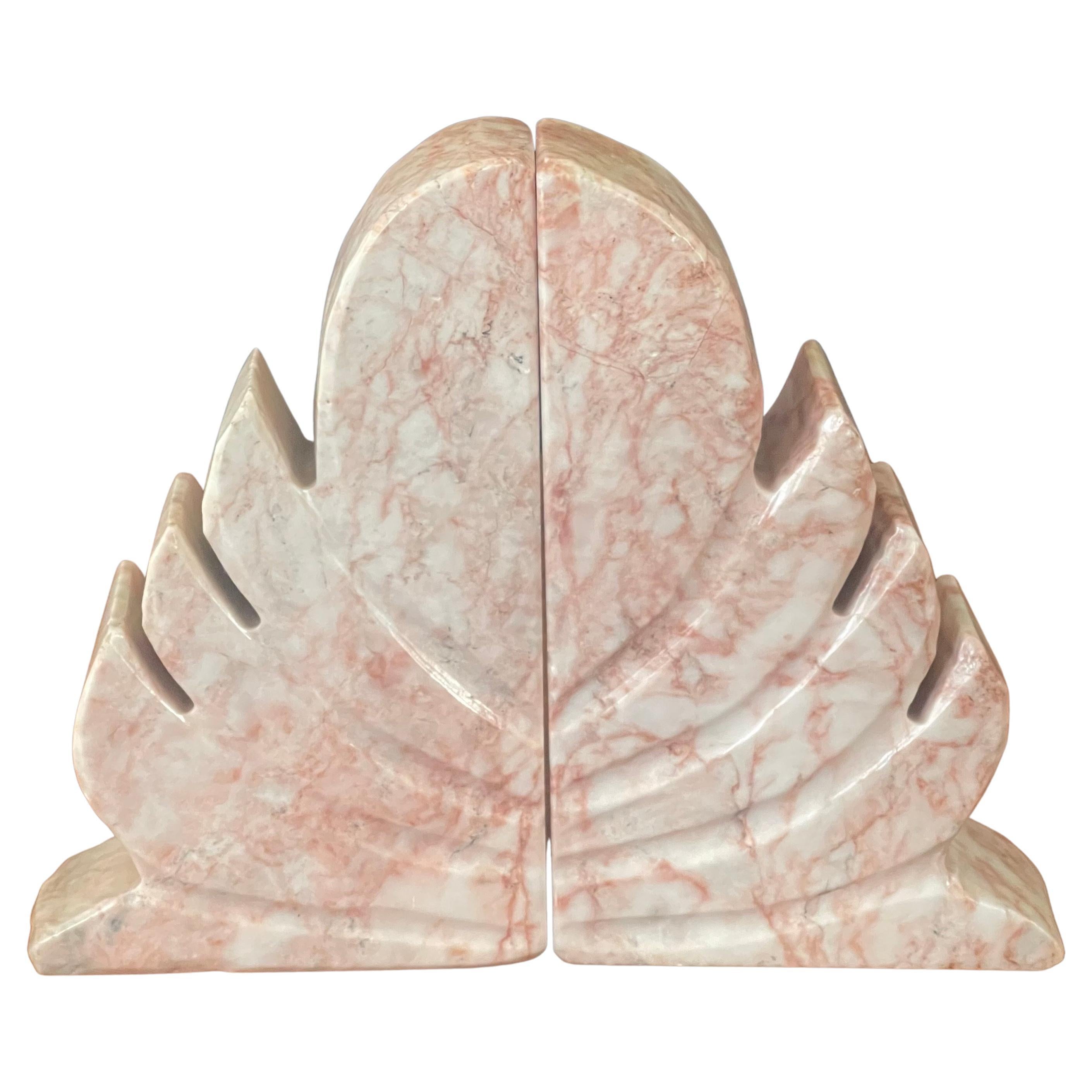 American Pair of Fleur De Lis Style Marble Bookends For Sale