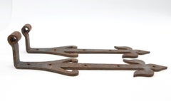 Pair of Fleur De Lis Wrought Iron Door Strap Hinges French Style