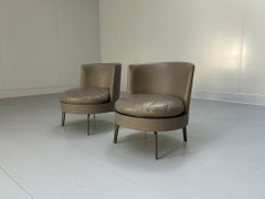 Pair of Flexform "Feel Good" Swivel Chair Armchairs - In Grey Leather