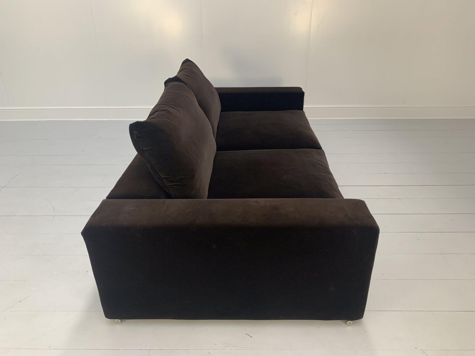 Pair of Flexform “Groundpiece” 2.5Seat Sofas in Brown Silk Velvet