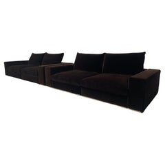 Used Pair of Flexform “Groundpiece” 2.5-Seat Sofas – in Brown Silk Velvet