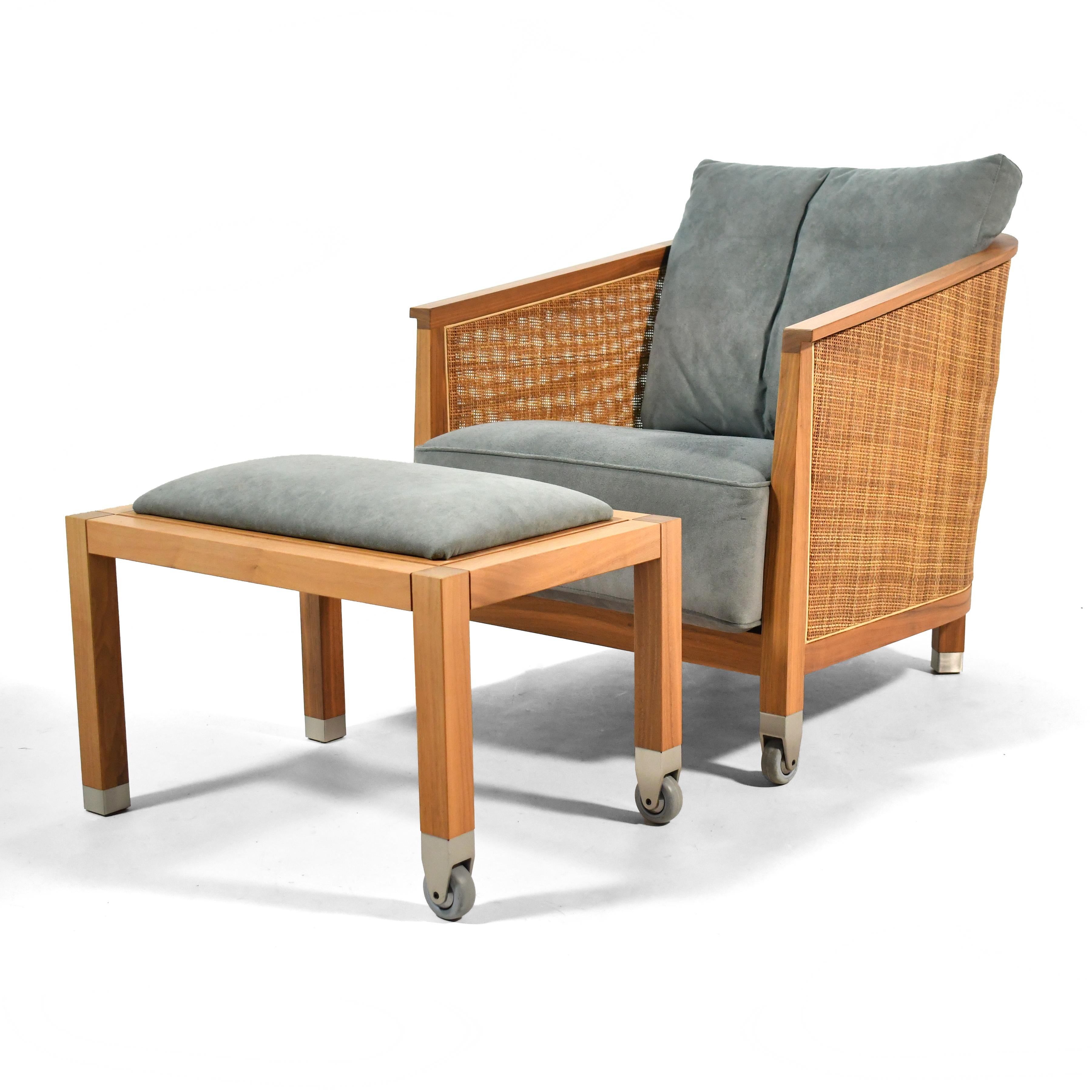 Paire de chaises longues et d'ottomans/tables Flexform 