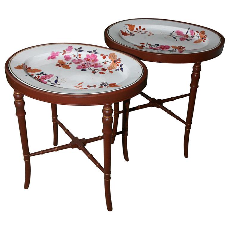 Pair of Flight, Barr and Barr Porcelain Tray Tables