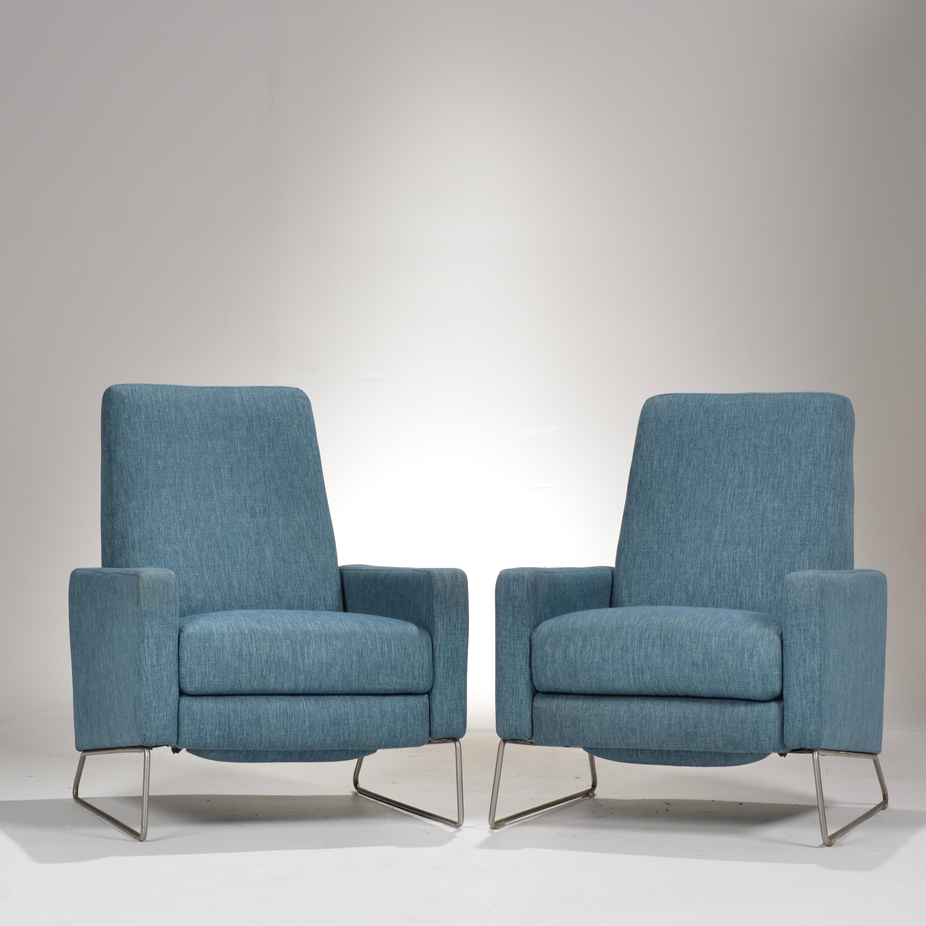 Designed by Jeffrey Bernett and Nicholas Dodziuk. These great chairs go from sitting upright to feet up to full recline with just a slight seated push.

All items are viewable at our Los Angeles Arts District showroom and warehouse. 