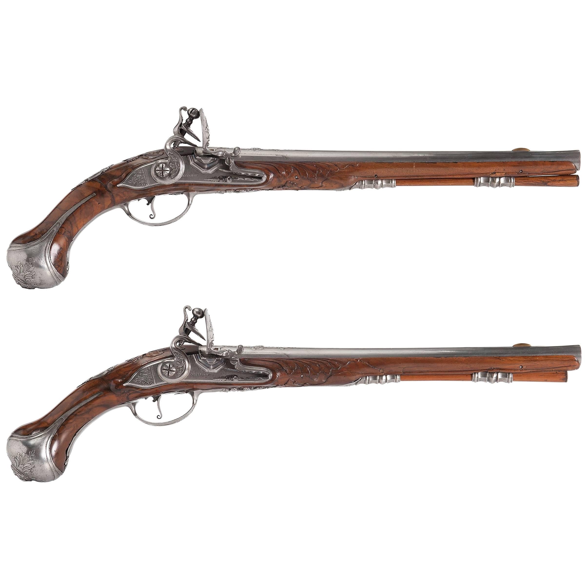 Pair of Flintlock Pistols by 'Oger Leblan' For Sale