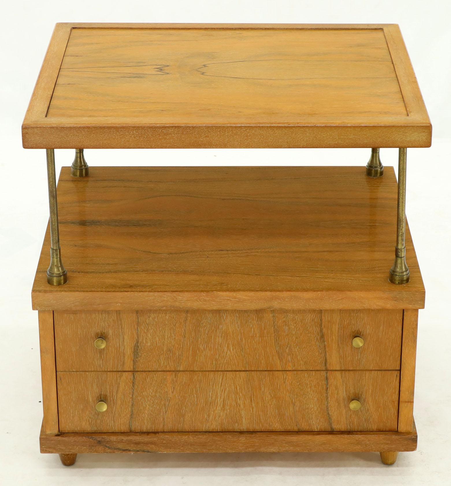 20th Century Pair of Flip Floating Top One Drawer End Tables Stands