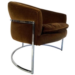 Pair of Floating Chrome Thinline Tub Chairs attributed to Flair Division