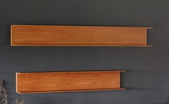Pair of Floating Teak Wall Mounted Shelves, Walter Wirtz for Wilhelm Renz, 1960s
