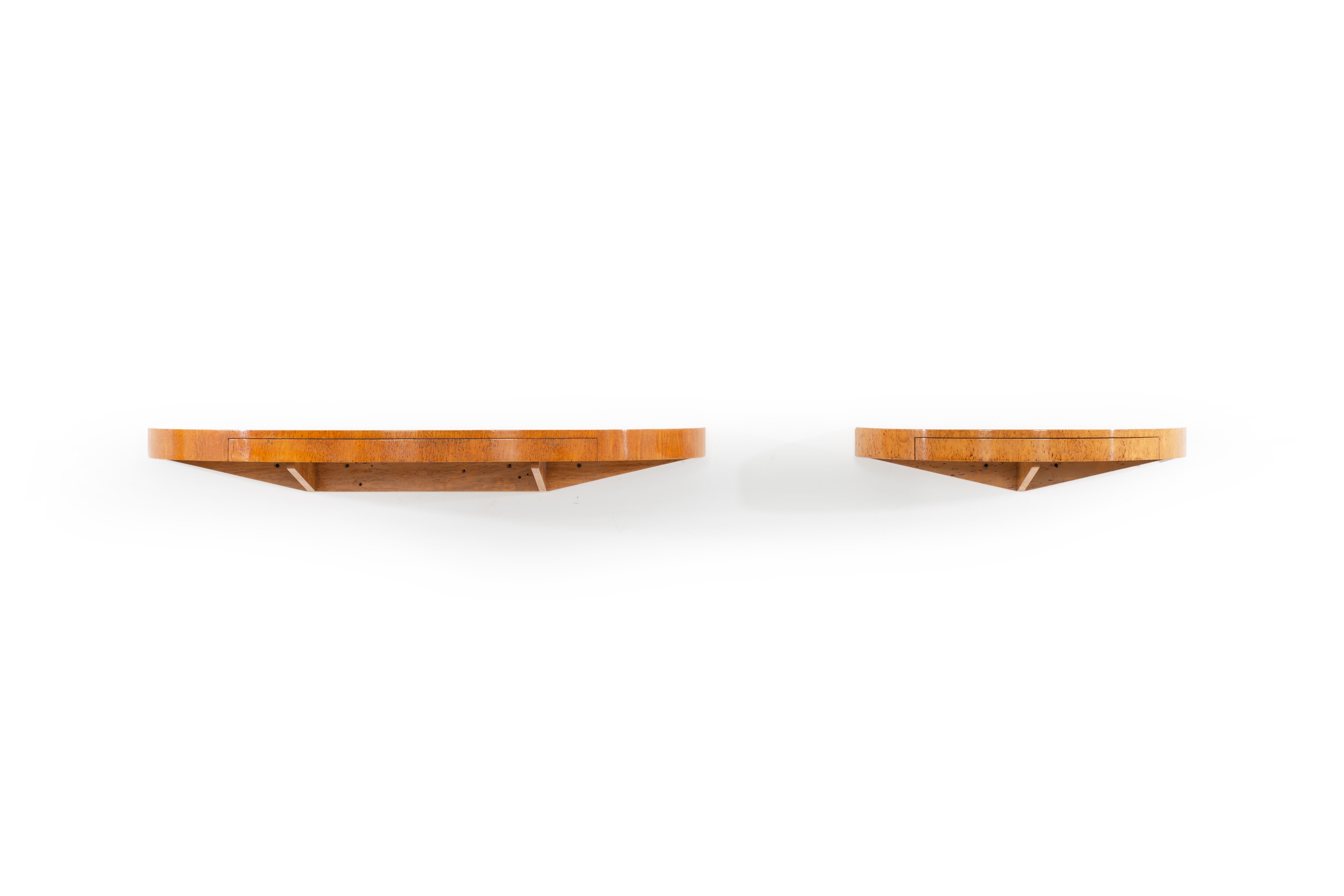 Mid-20th Century Pair of Floating Wall Console Demilunes by Edward Wormley for Dunbar