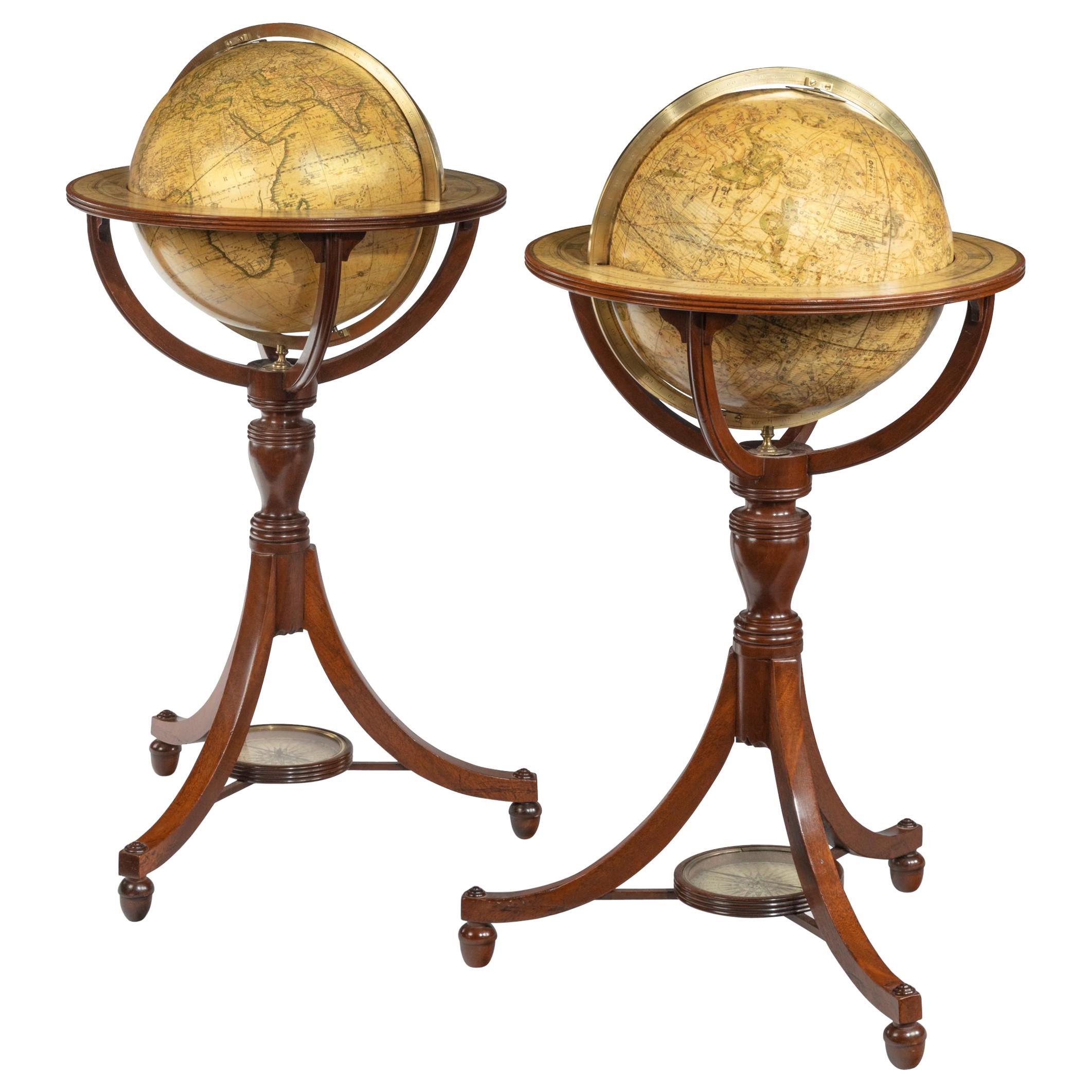 Pair of Floor Globes by Cary