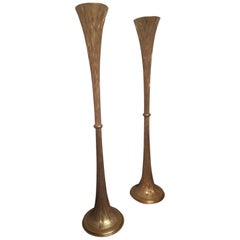 Pair of Floor Lamp, Gold Wood, circa 1960, Italy Pair of Floor Lamp, Gold Wood, circa 1960, Italy