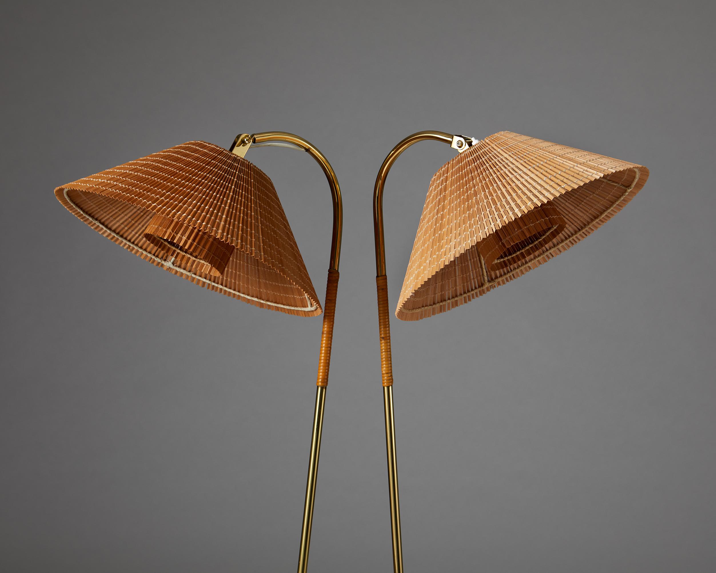 Pair of Floor Lamps Attributed to Paavo Tynell for Idman, Finland, 1950’s In Good Condition In Stockholm, SE