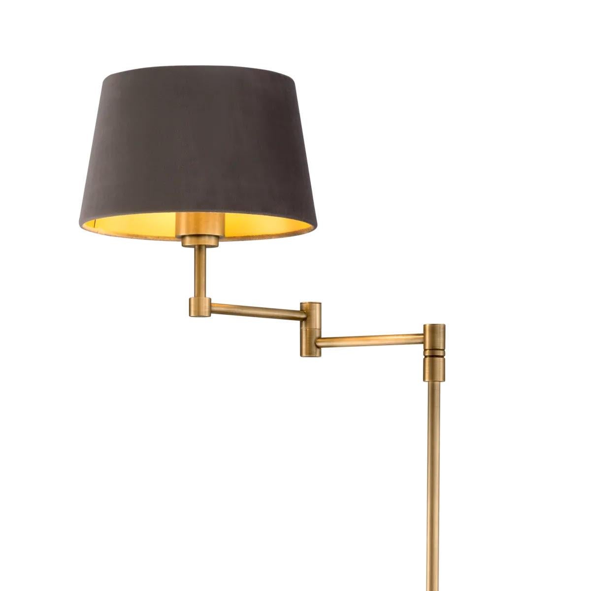 Modern Pair of Floor Lamps, Brushed Brass Finish, American Style. For Sale