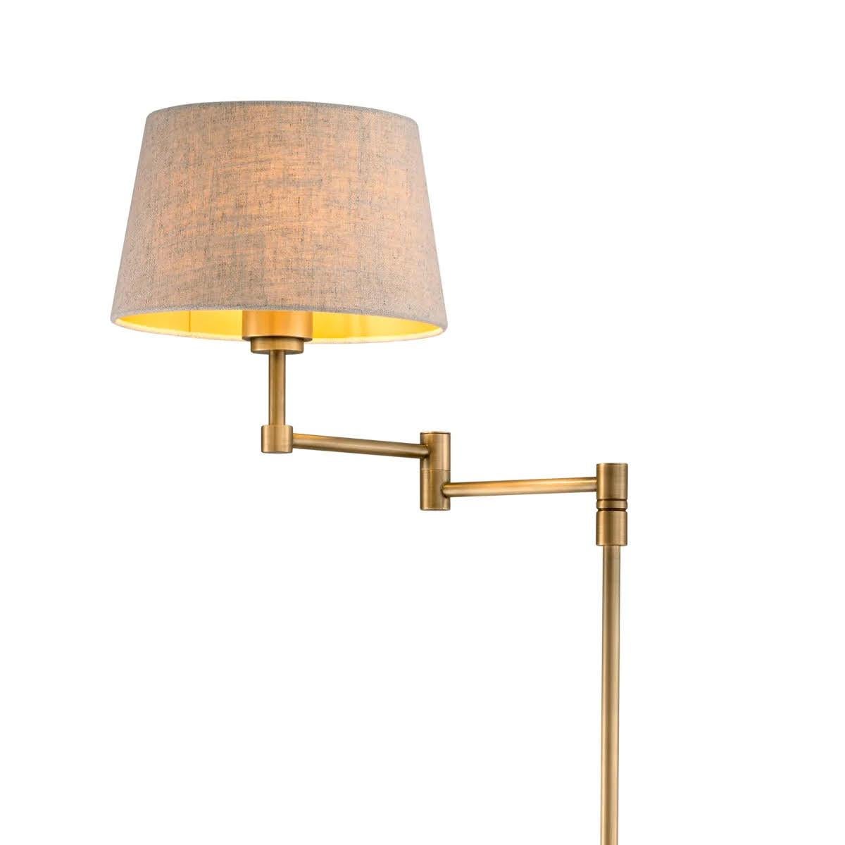 French Pair of Floor Lamps, Brushed Brass Finish, American Style. For Sale