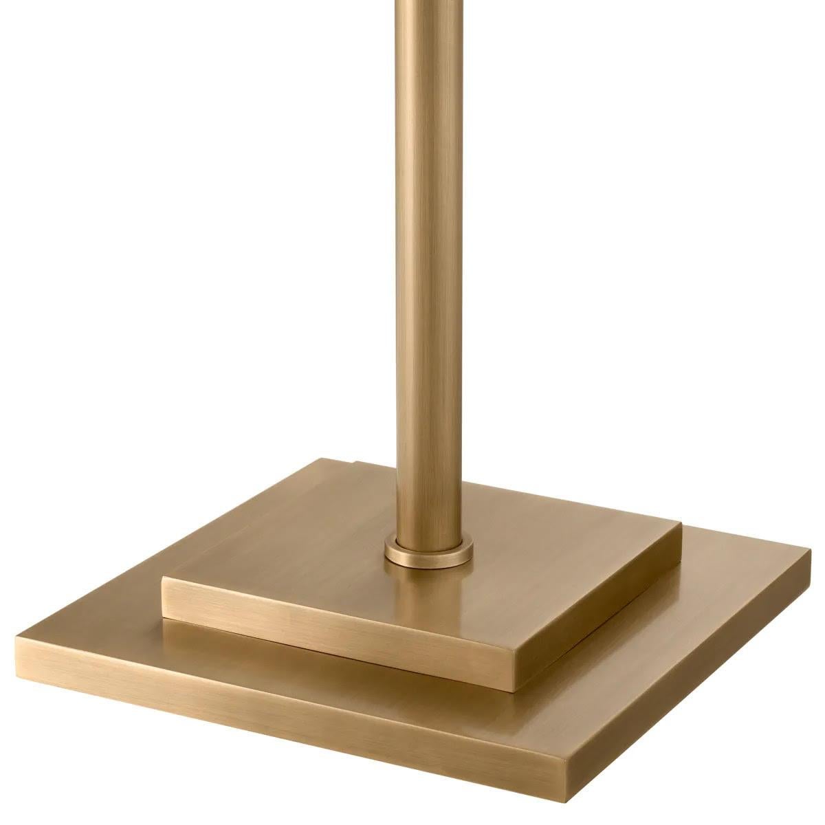 French Pair of Floor Lamps, Brushed Brass Finish, American Style. For Sale