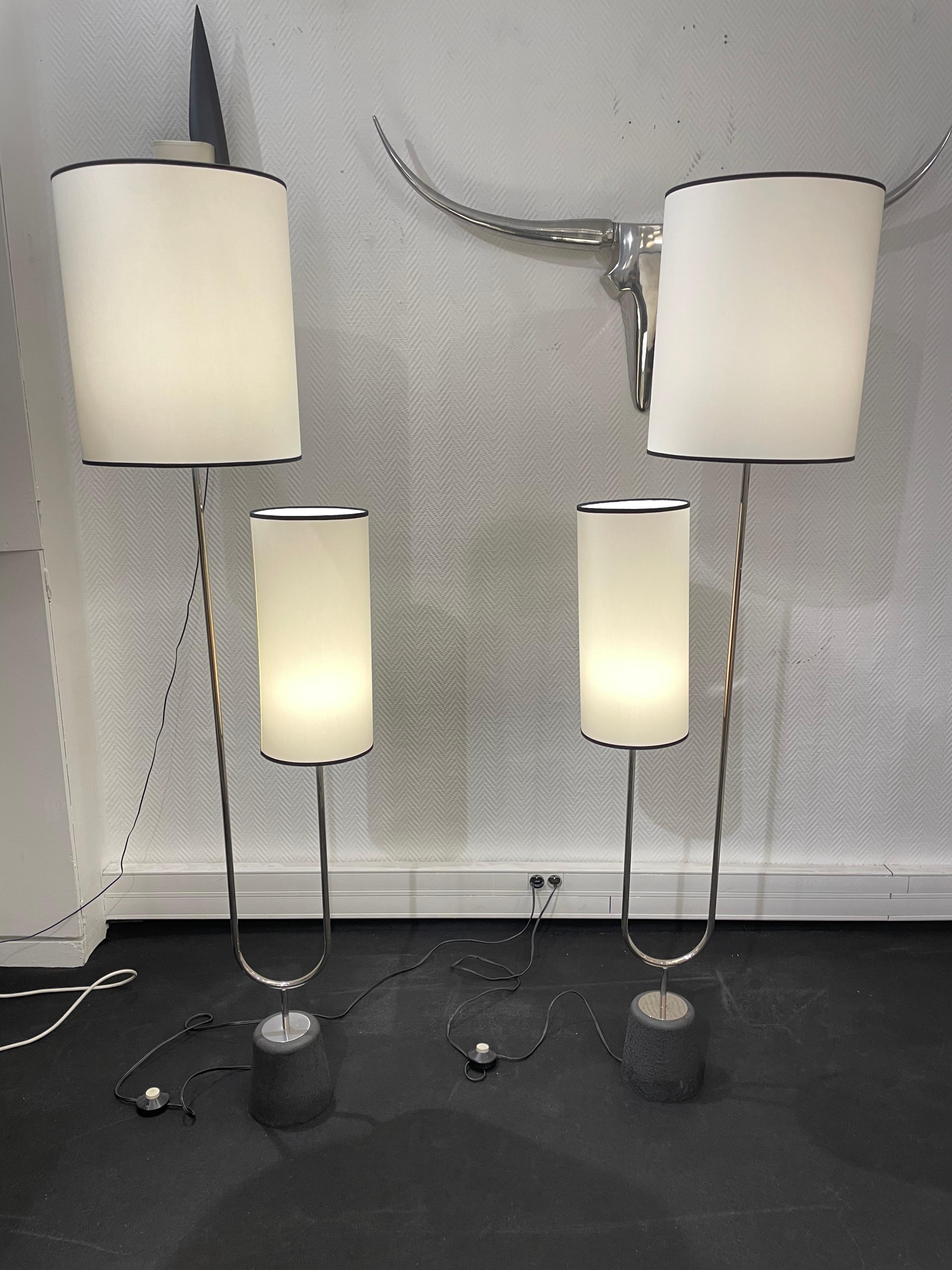 Pair of floor lamps by Arlus 
From 1960
Métal.