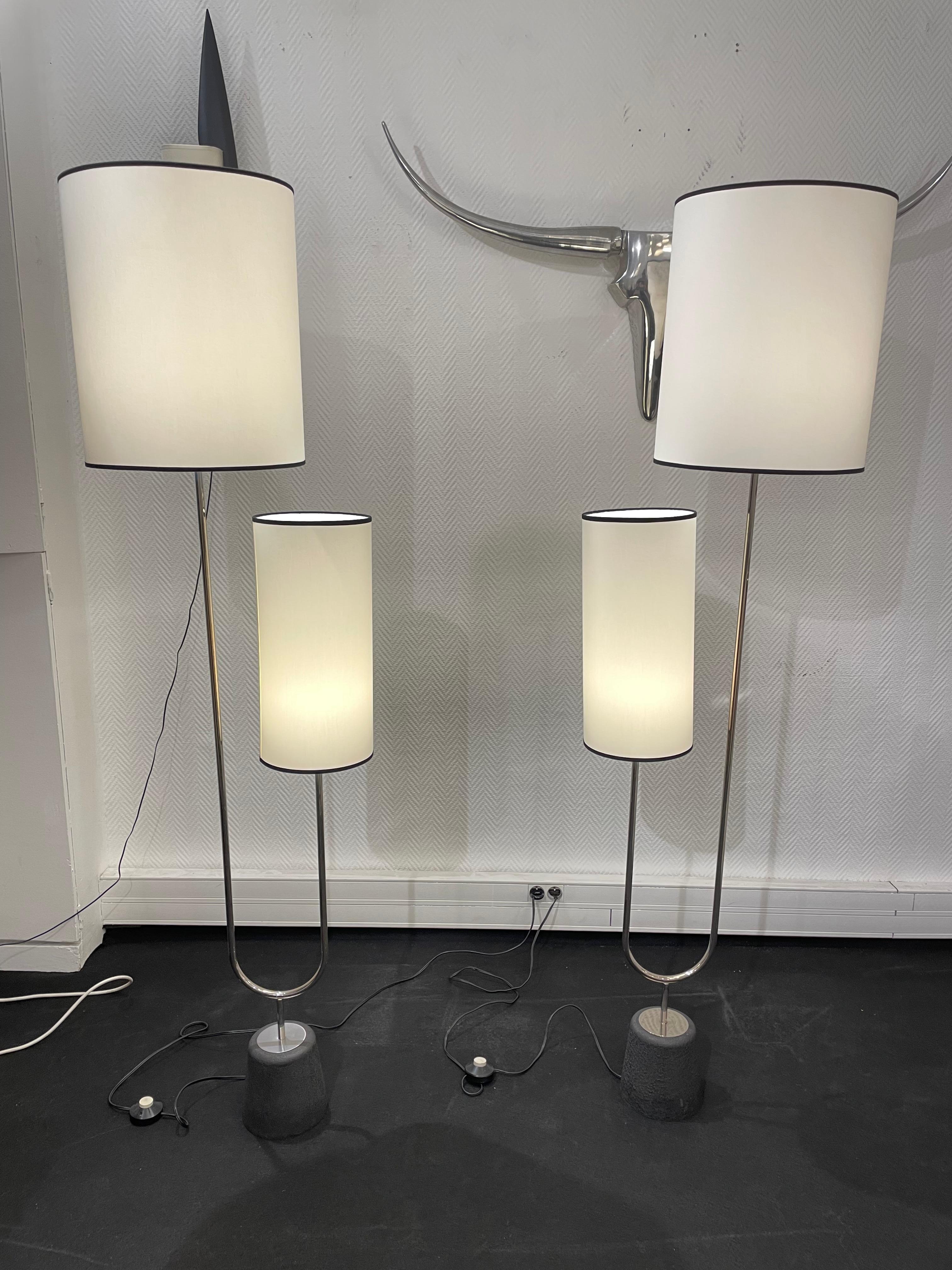 Mid-Century Modern Pair of Floor Lamps by Arlus For Sale