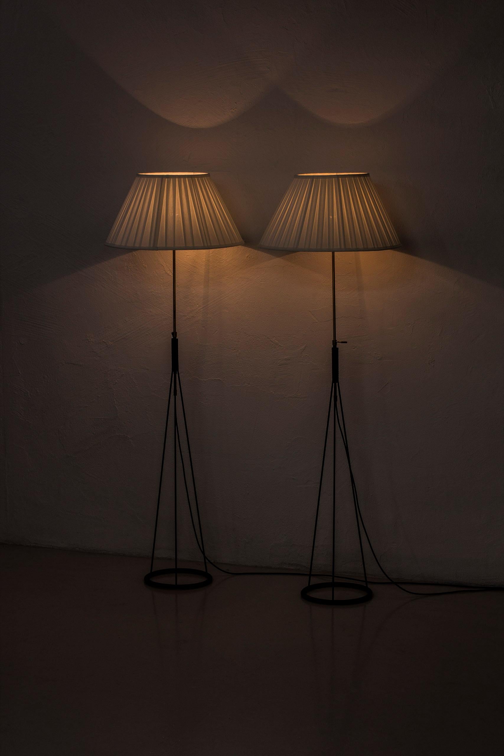 Metal Pair of floor lamps by Eje Ahlgren for Luco, Sweden, 1950s