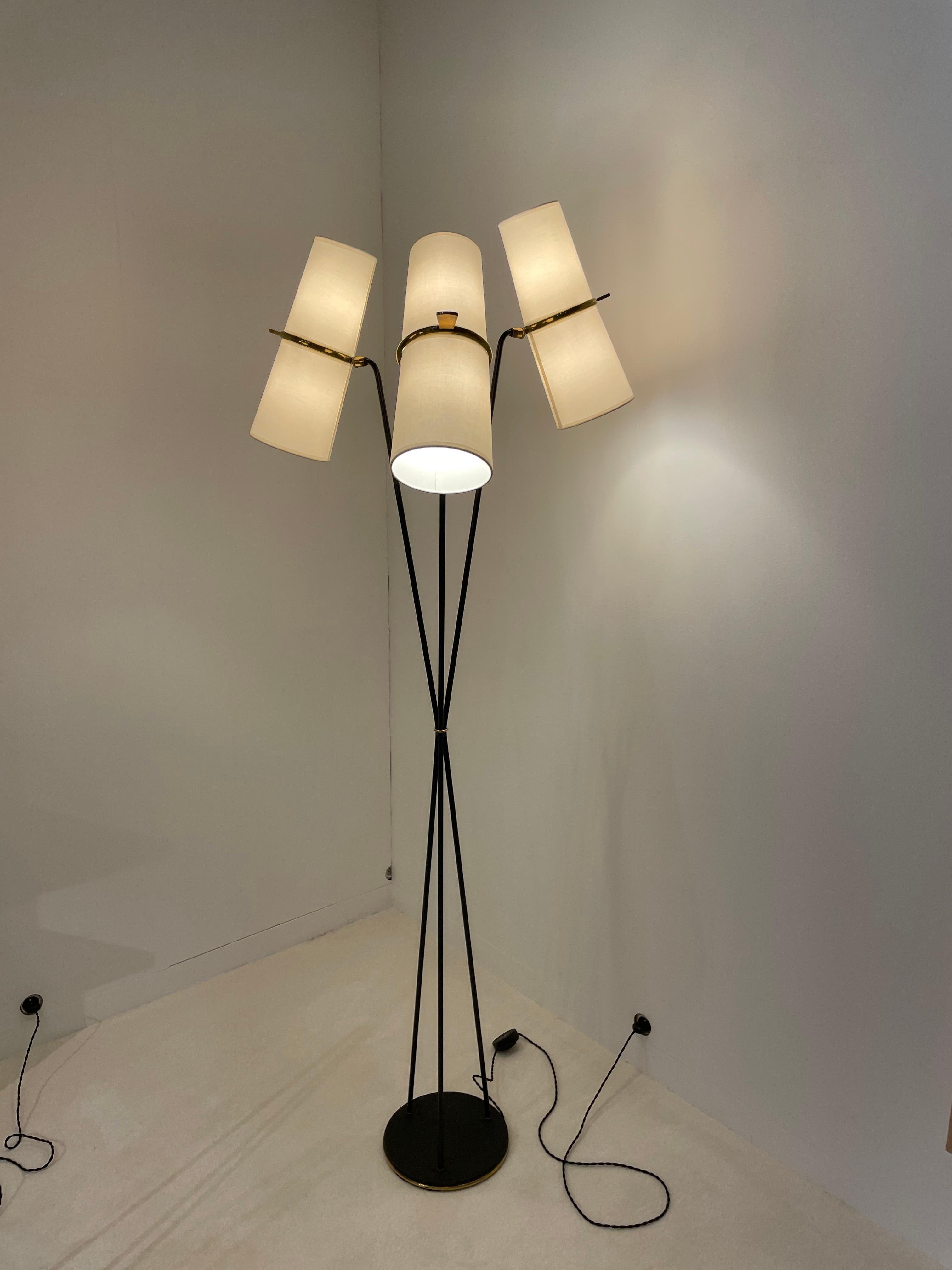 Mid-Century Modern Pair of Floor Lamps by Lunel