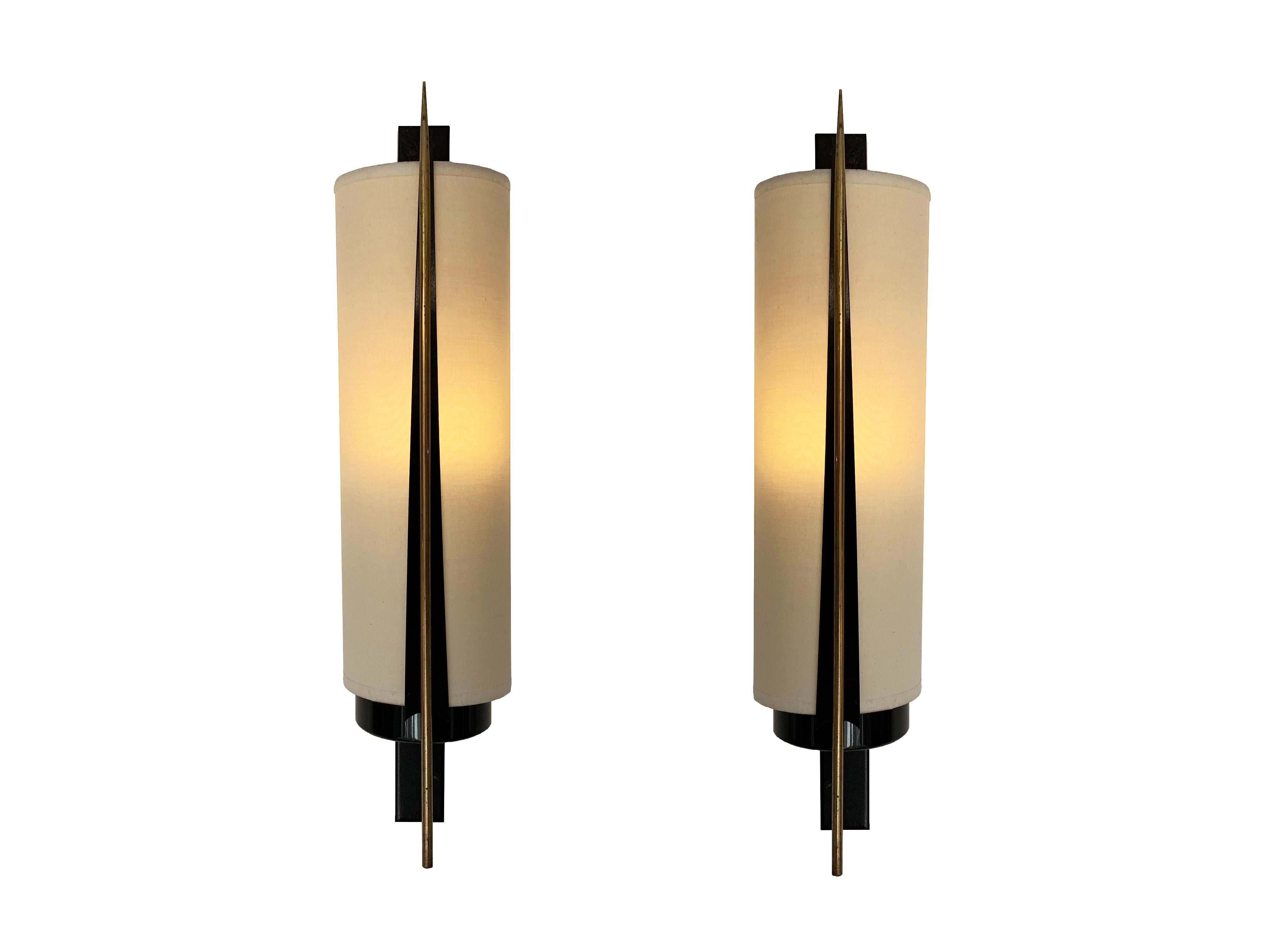 Pair of Floor Lamps by Maison Arlus, 1950 In Good Condition In Saint-Ouen, FR