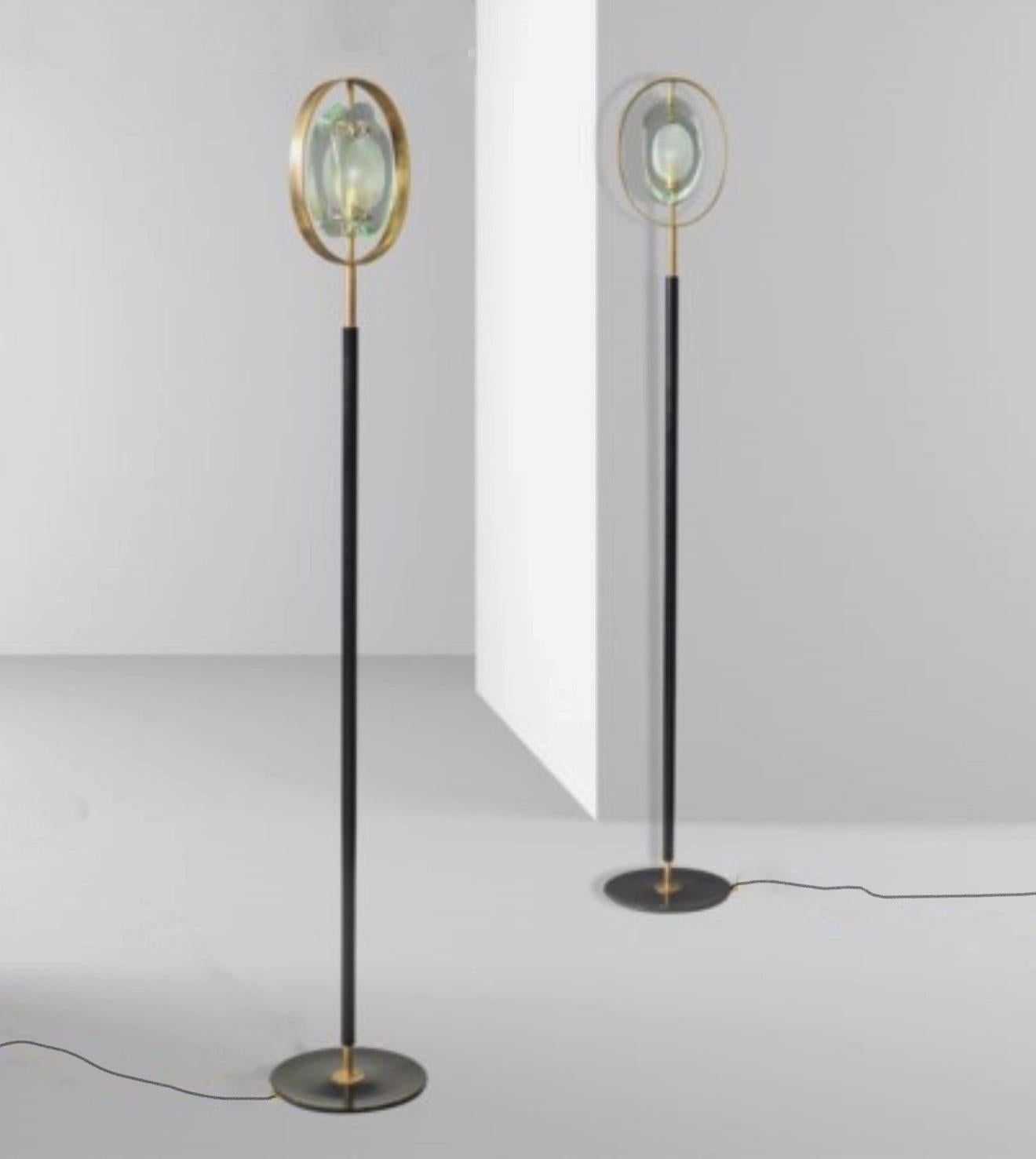 Mid-Century Modern Pair of Floor Lamps by Max Ingrand for Fontana Arte Model 2020, Italy, 1961