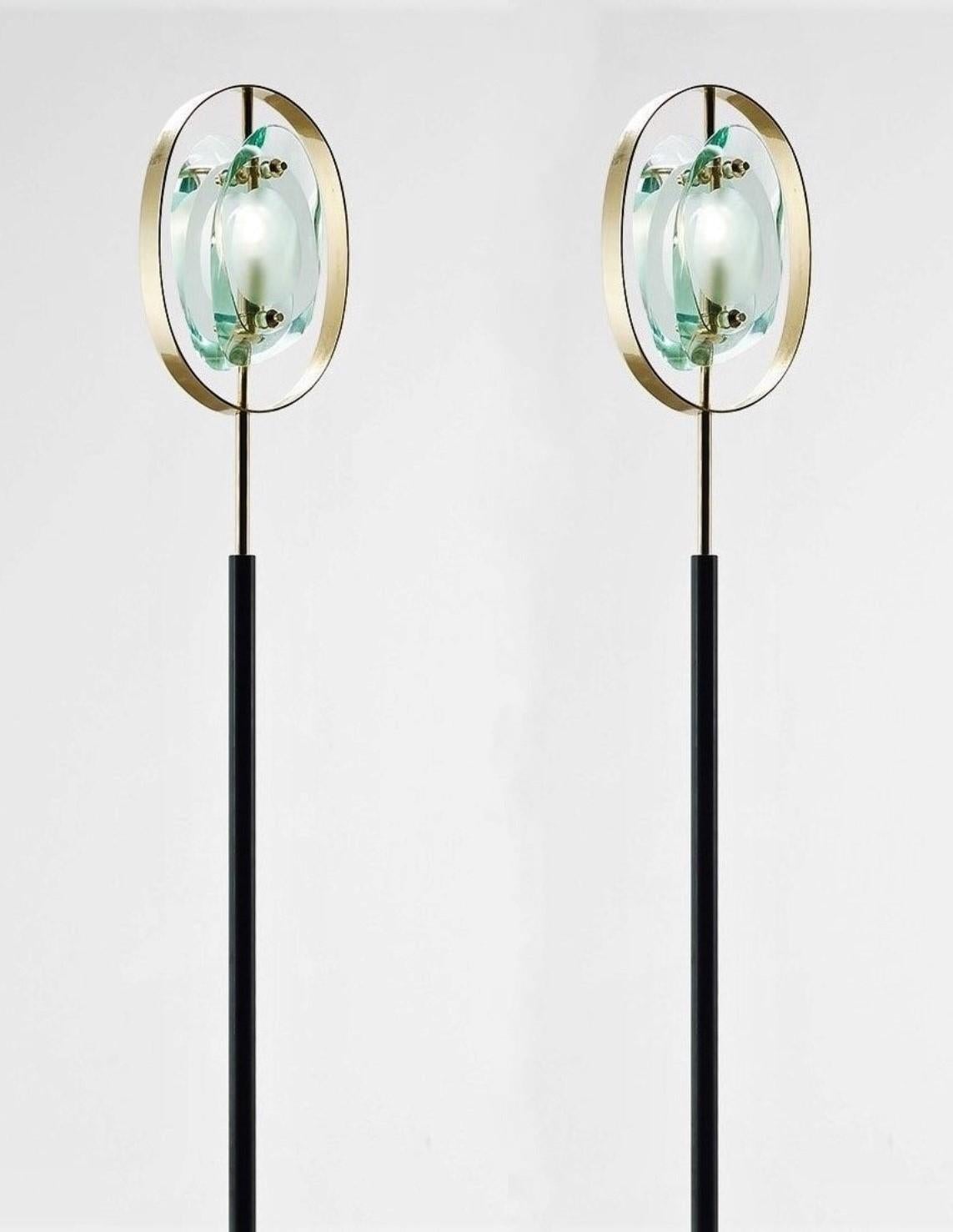 Italian Pair of Floor Lamps by Max Ingrand for Fontana Arte Model 2020, Italy, 1961