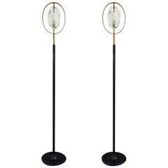 Pair of Floor Lamps by Max Ingrand for Fontana Arte Model 2020, Italy, 1961