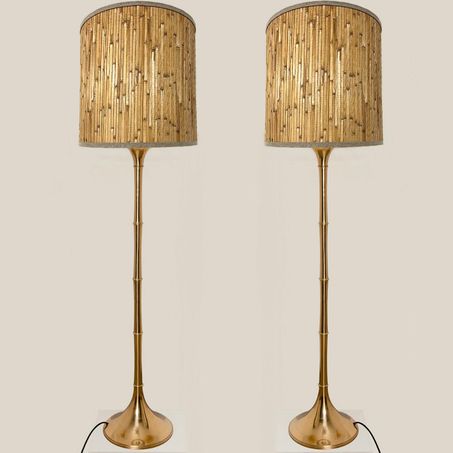 Pair of floor Lamps Gold Brass and Wood by Ingo Maurer, Europe, Germany, 1968 For Sale 8