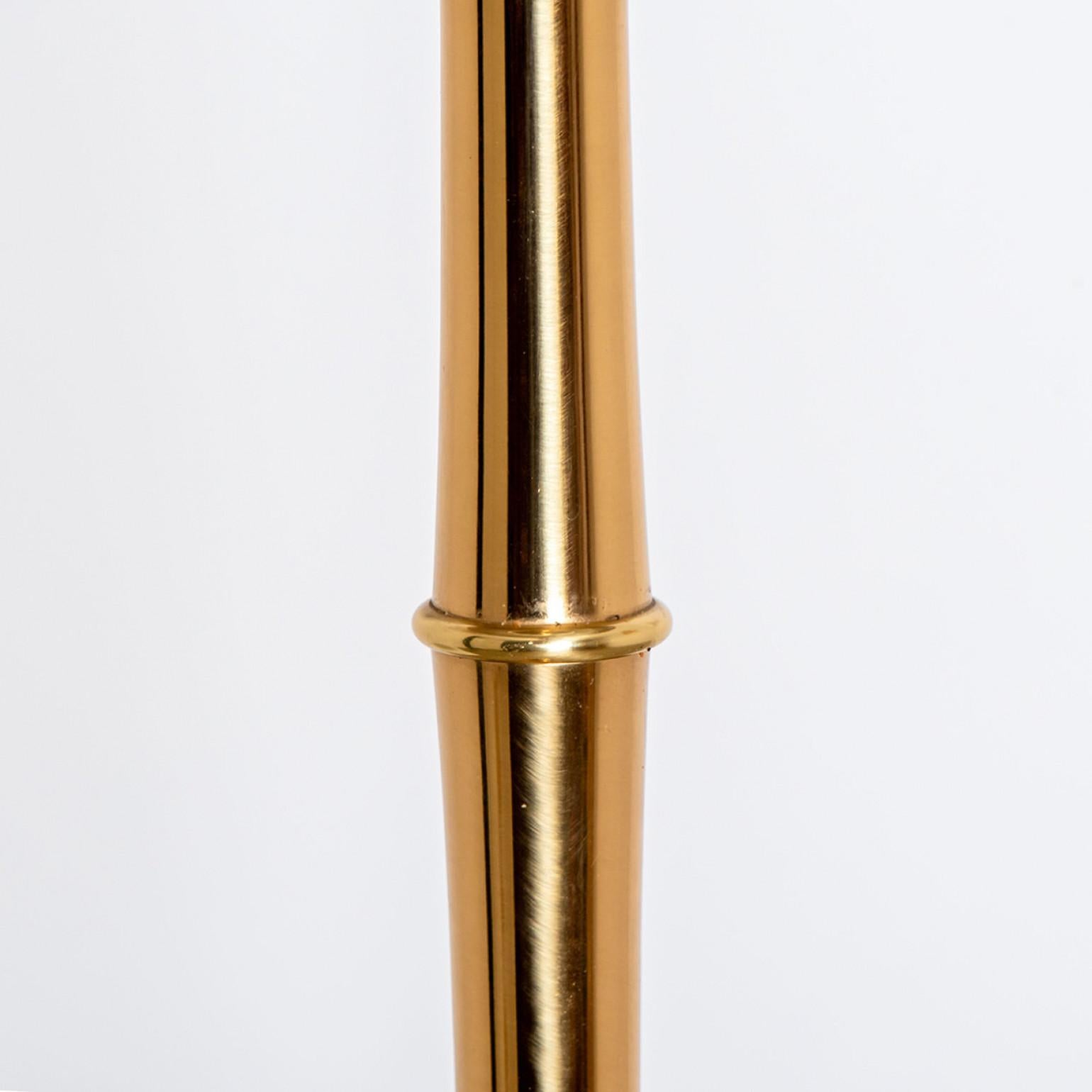 Pair of floor Lamps Gold Brass and Wood by Ingo Maurer, Europe, Germany, 1968 For Sale 1