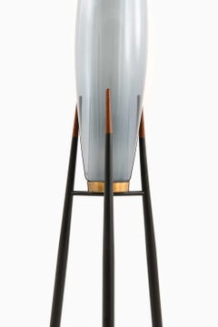 Pair of Floor Lamps in Brass and Glass by Svend Aage Holm Sørensen, 1950s