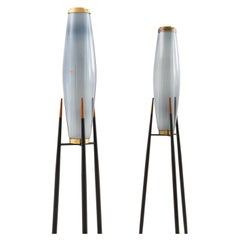 Pair of Floor Lamps in Brass and Glass by Svend Aage Holm Sørensen, 1950s