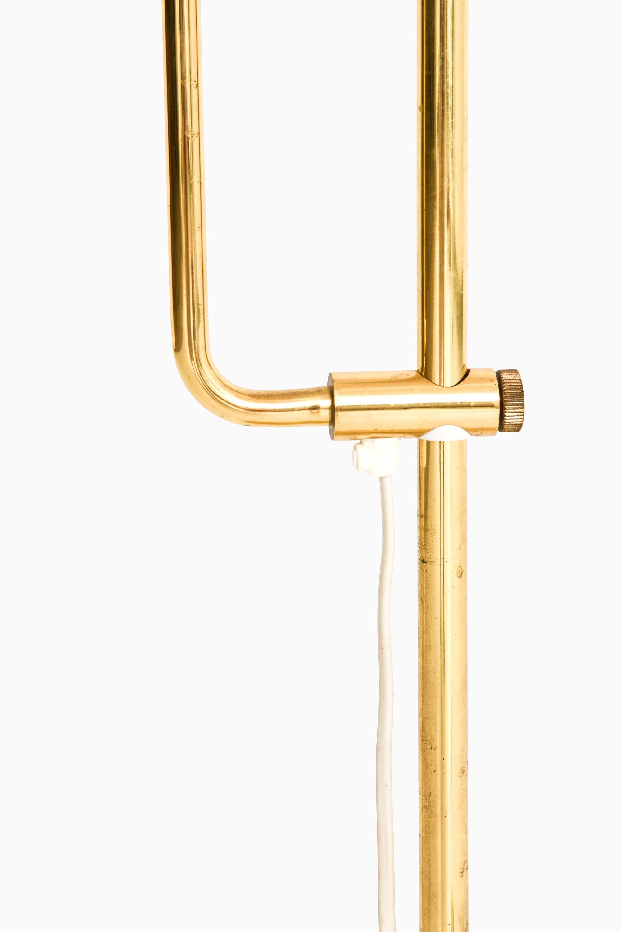 20th Century Pair of Floor Lamps in Brass and Original Lamp Shades, 1970's For Sale