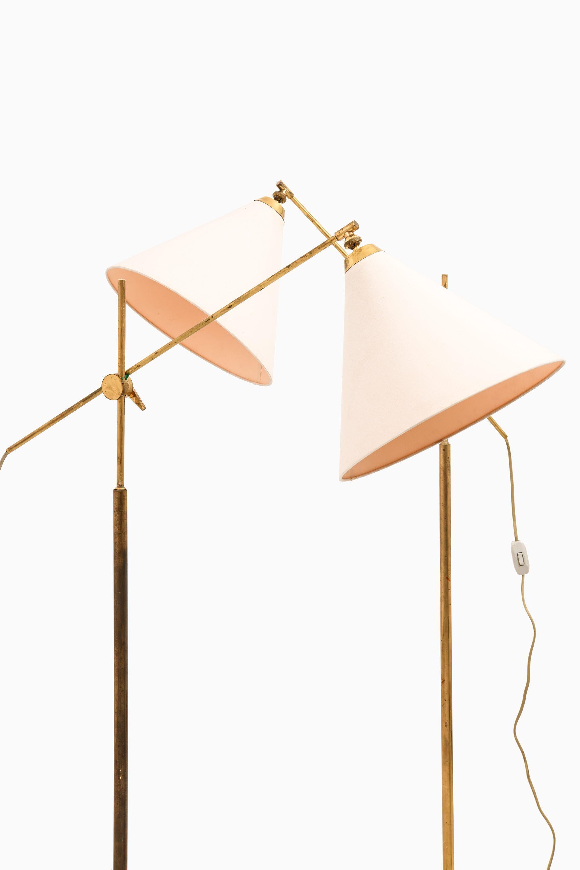 Pair of Floor Lamps in Brass and Original Shades by T.H. Valentiner, 1960's

Additional Information:
Material: Brass and original shades
Style: Mid century, Scandinavia
Very rare pair of floor lamps THV-376
Produced for Poul Dinesen in