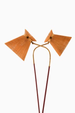 Pair of Floor Lamps in Brass, Leather & Wood by Lisa Johansson-Pape, 1955