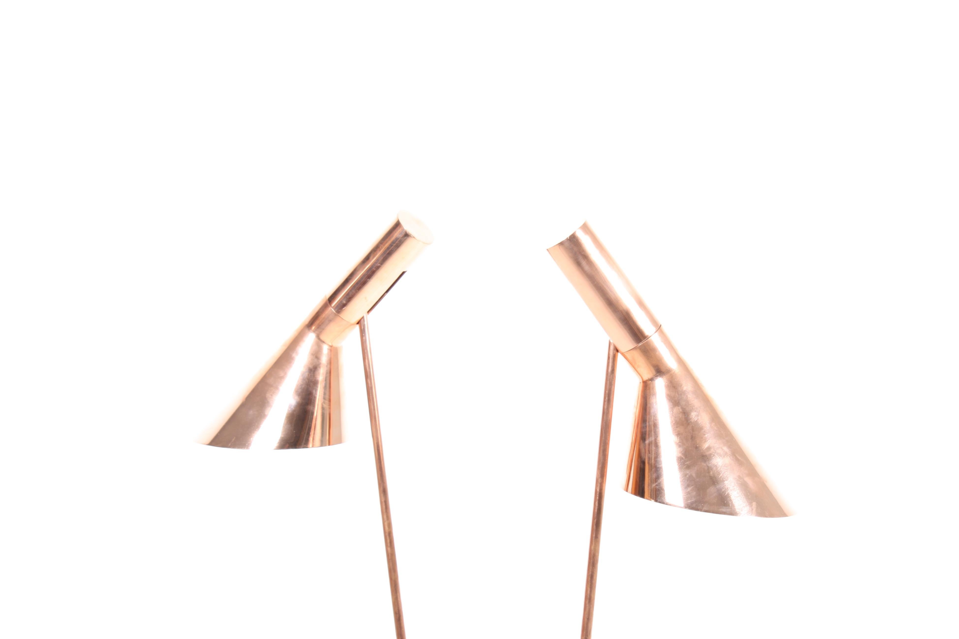 Pair of Floor Lamps in Copper by Arne Jacobsen, Scandinavian Modern, 1960s 3