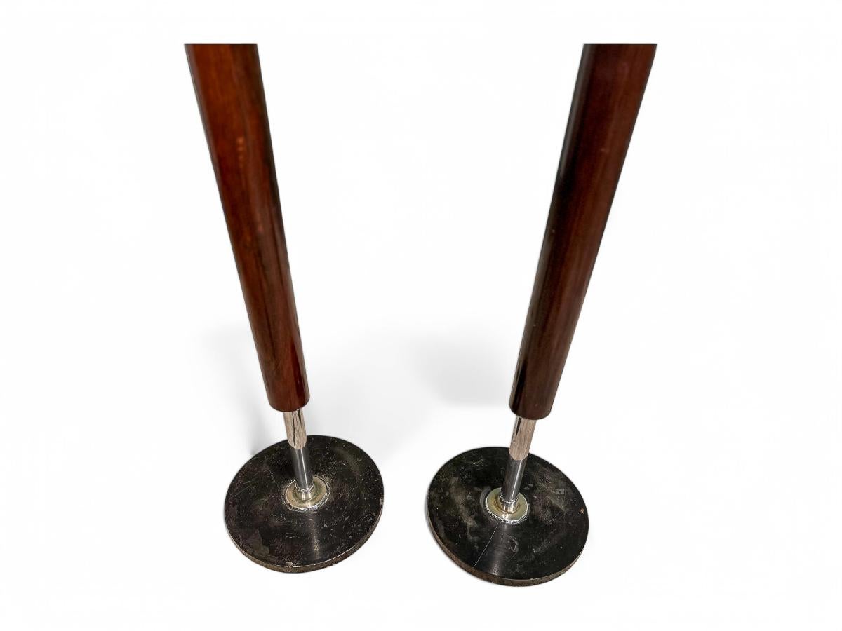Coppia di lampade da terra in legno, cristallo e metallo, sconosciuta, anni '1940 in vendita 1