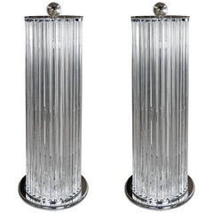 Pair of Floor Lamps in Murano Glass in the style of Venini, Circa 1990